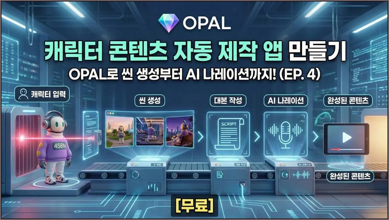 [Opal 4번째시간]  캐릭터 기반 콘텐츠 자동 제작 앱 만들기 💡 OPAL로 씬 생성부터 AI 나레이션까지!
