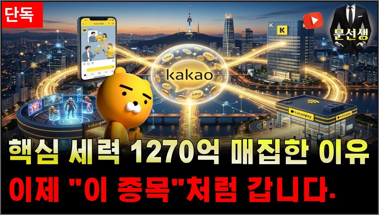 [카카오페이, 카카오] -🌕'단독' 개미는 관심 떠나는 지금 핵심 세력들은 1270억 매집, 이제 "이 종목"처럼 갑니다. #카카오 #카카오페이 #스테이블코인 #문선생