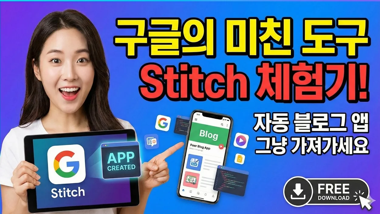 구글의 미친 도구 Stitch 체험기! 이걸로 만든 ‘자동 블로그 앱’ 그냥 가져가세요