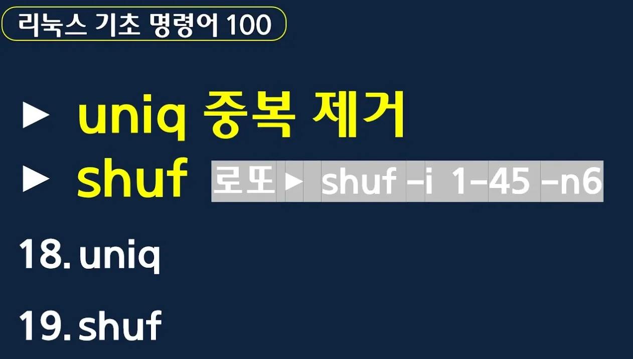 리눅스 기초 명령어 100 :: uniq, shuf 리눅스 마스터 대비
