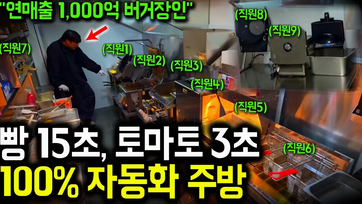 기계 8대로 인건비 수백만 원 절약한 100% 자동화 햄버거집