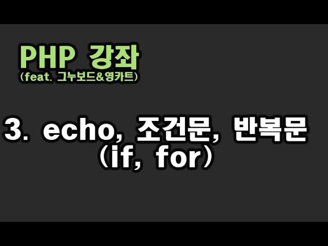 [ PHP 강좌 ] 3. echo, 조건문, 반복문 (if, for, switch)