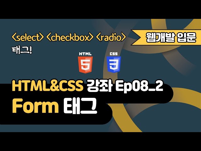 HTML 강의 Ep08_2 - Form(폼) 태그2 | select, checkbox, radio 태그 | 웹 개발 입문 | 함께 웹 개발에 입문해 보는건 어떨까요?