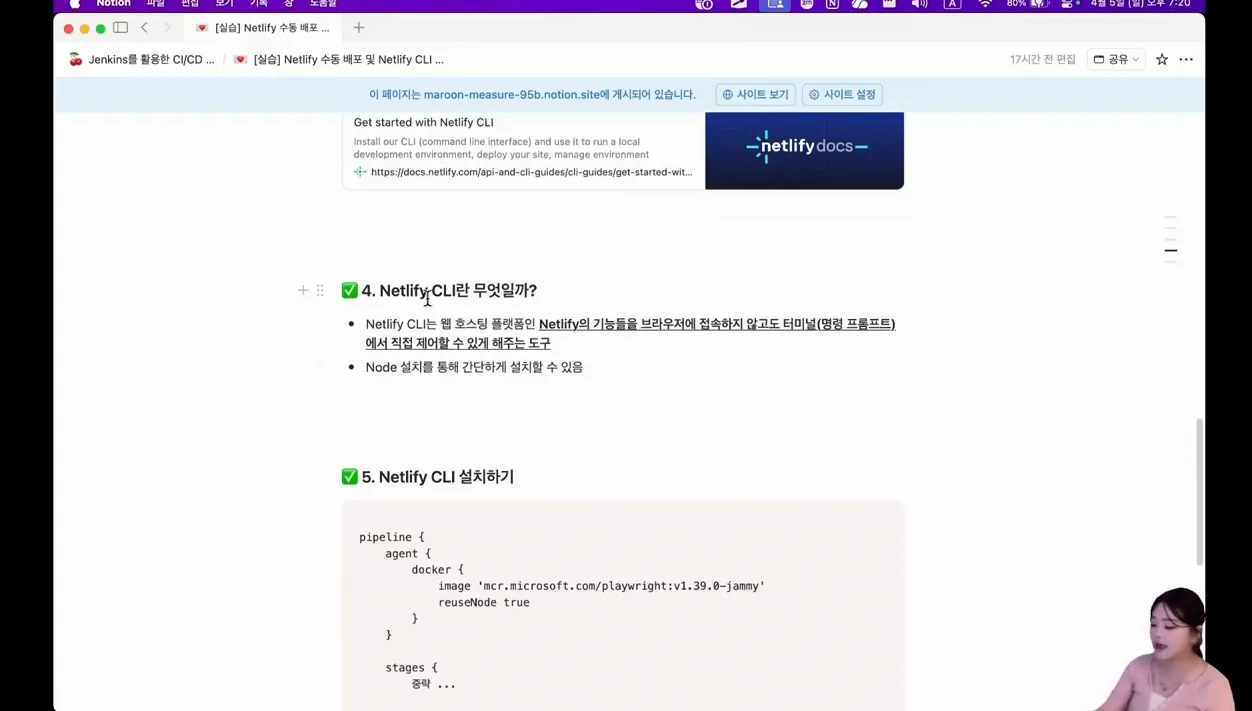 Jenkins를 활용한 CI/CD - 5.3 [실습] Netlify 수동 배포 및 Netlify CLI 설치하기 - 핵심 장면 2 - JenkinsCI/CD