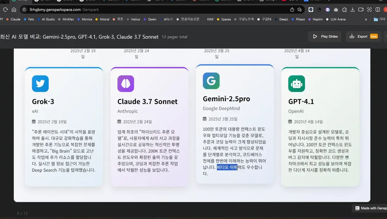 최신 AI 모델 비교 정리/ChatGPT-4.1, Grok-3, Gemini -2.5 Pro, Sonnet-3.7 모델 쉽게 정리/ 이 영상으로 고민 종결! - 핵심 장면 1 - AI모델