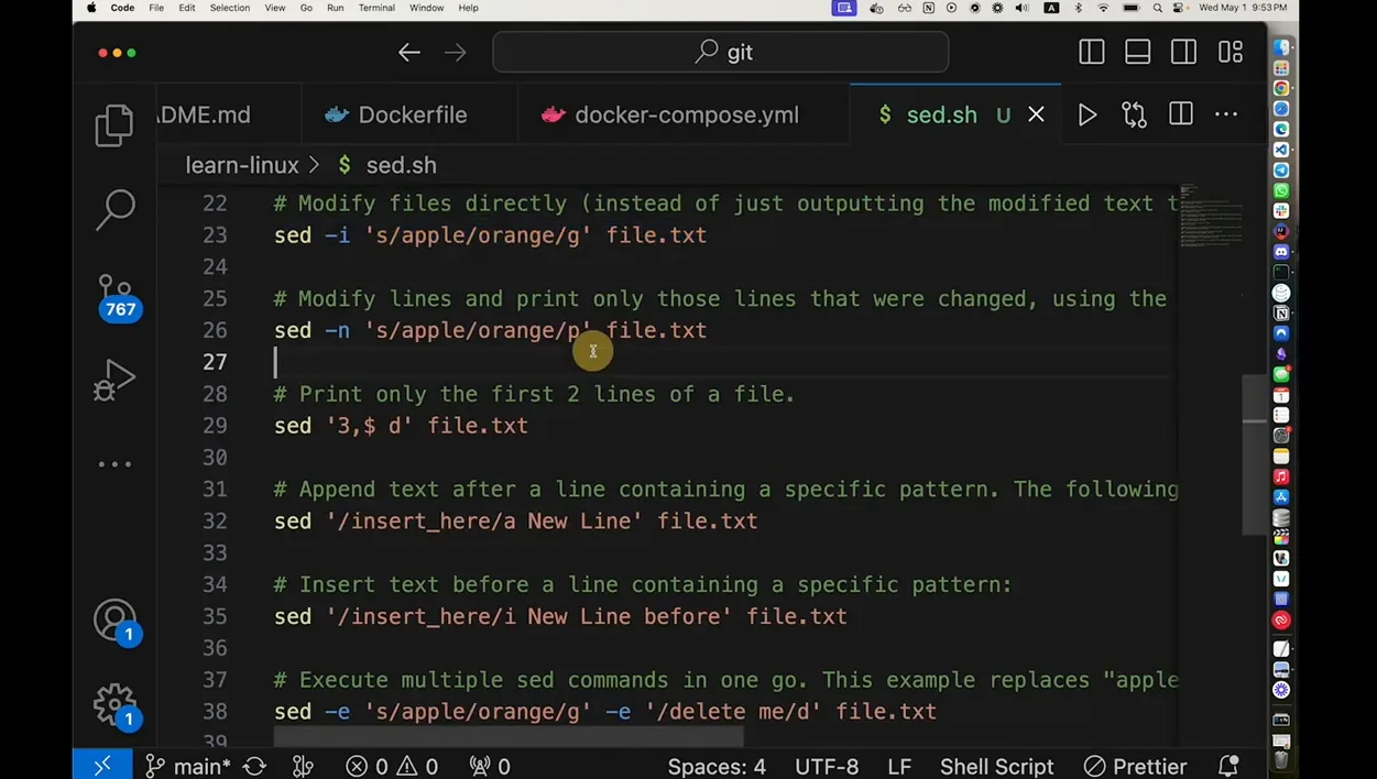 Linux: EP14 -  sed(Stream Editor) 명령어에 대해서 알아보자 - 현장 스냅 3 - Linux