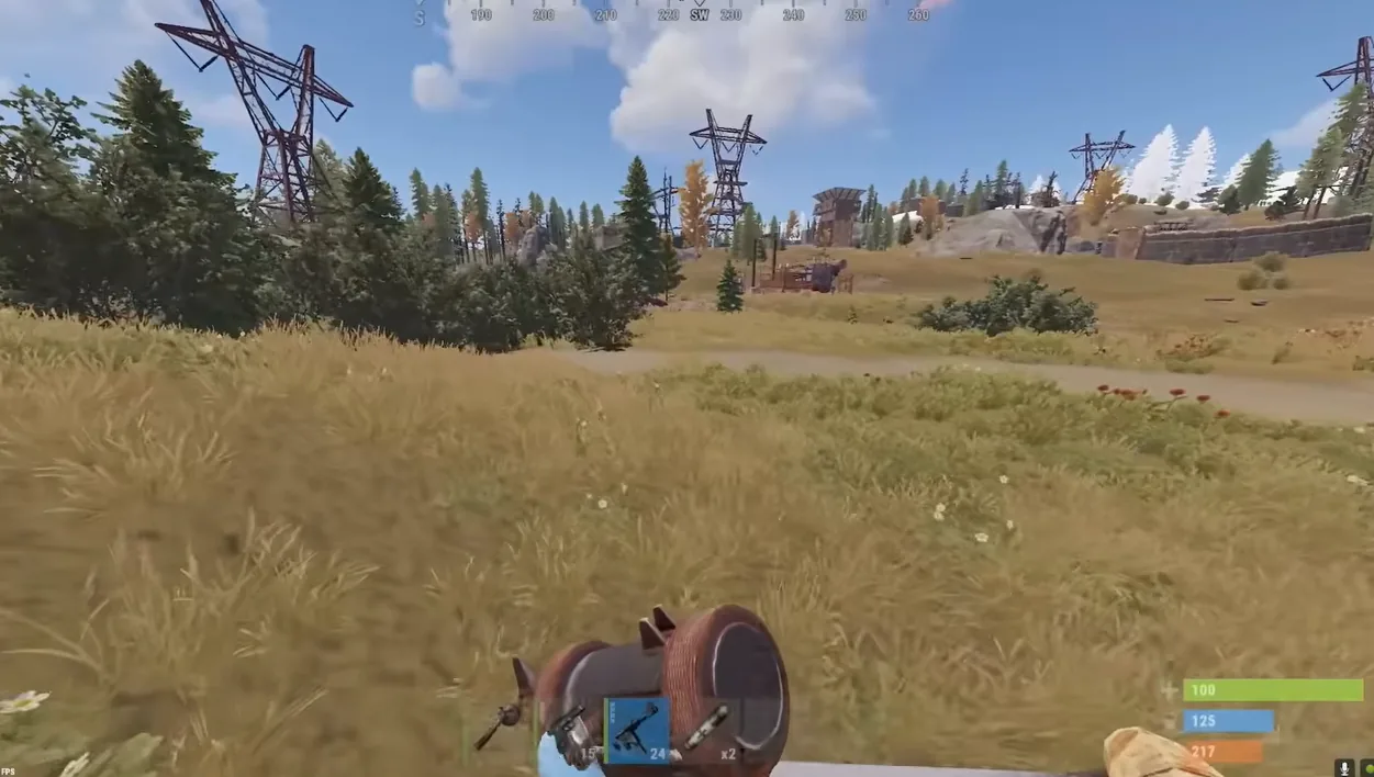 와 미친 ㅋㅋㅋㅋ 헬기 타고 날아다니는 “30명” 팀 클랜한테 시비 건 상남자의 최후 RUST SOLO - 실전 화면 1 - 러스트