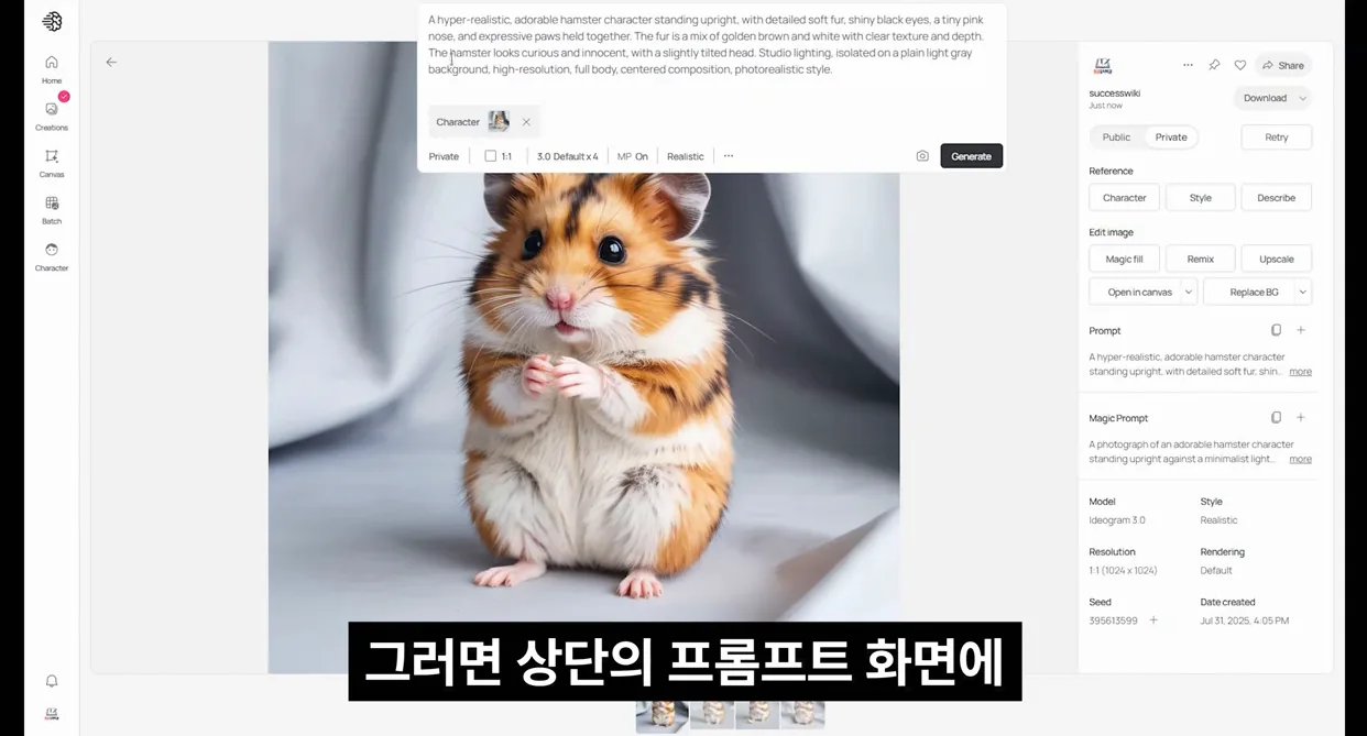 월300 가능한 AI 쇼츠 햄찌 영상! 완벽 초보자용 풀영상 가이드 - 실전 화면 1 - AI영상제작