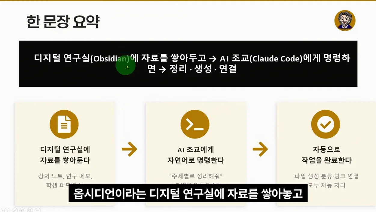 Obsidian + Claude Code 활용법 (나만의 디지털 연구실) - 실전 화면 1 - Obsidian