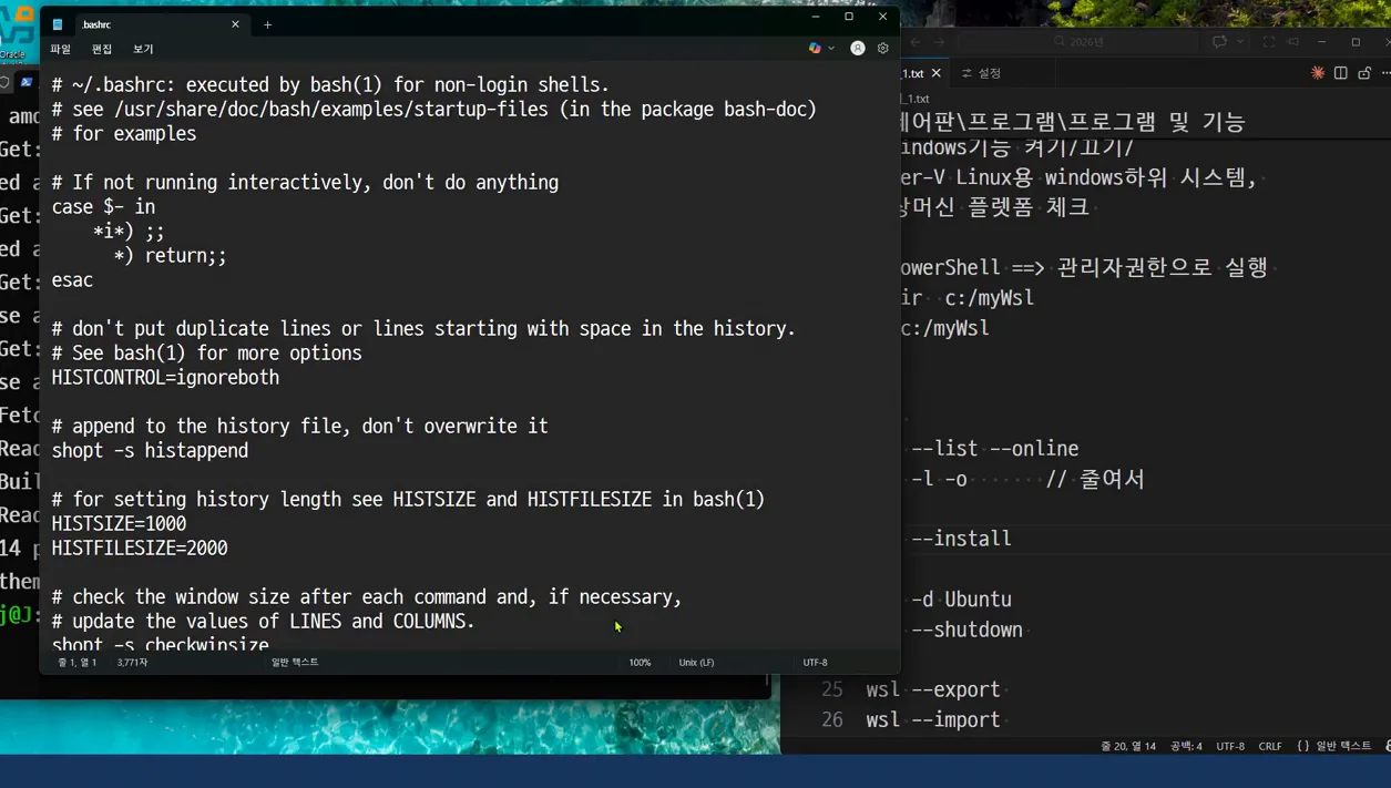 ▶ 리눅스 빠르게 시작하기  - WSL Ubuntu Linux (우분투 리눅스) - 실전 화면 3 - 리눅스