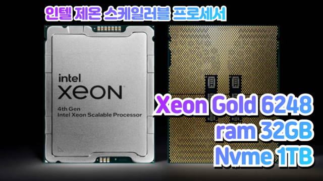 [인텔] Xeon Gold  6248 / 20코어 40쓰레드 (터보 3.9 GHz) , RAM 128 GB, NVME 1TB