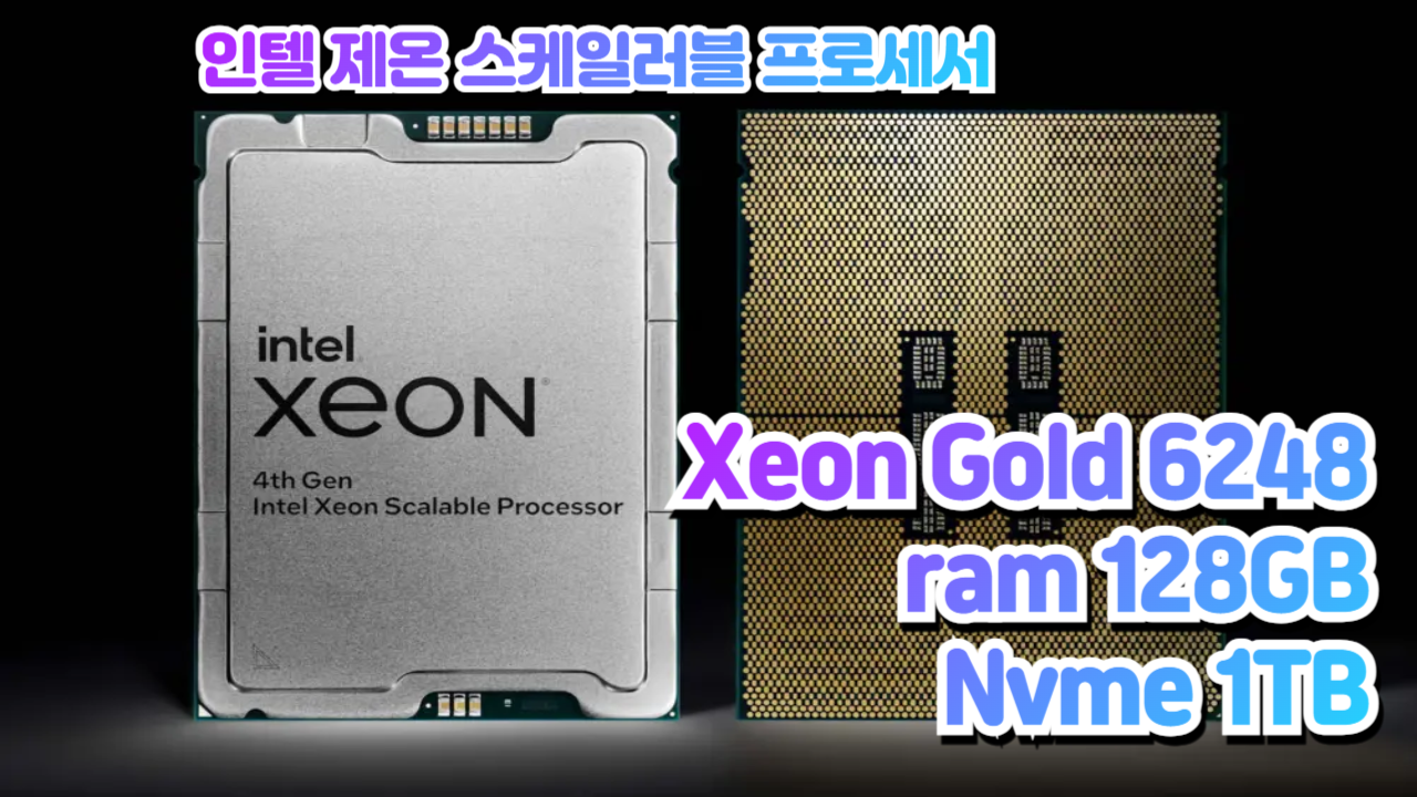 [인텔] Xeon Gold  6248 / 20코어 40쓰레드 (터보 3.9 GHz) , RAM 128 GB, NVME 1TB